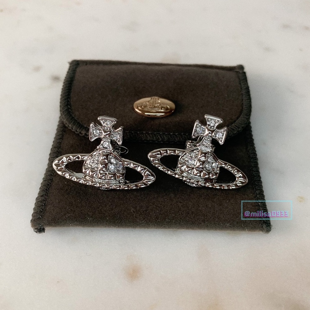 Vivienne Westwood orb silver crystal earrings